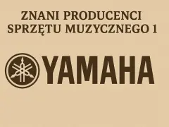 Yamaha, znany producent sprzętu muzycznego, ma japońskie korzenie. Logo firmy jest widoczne na tle.