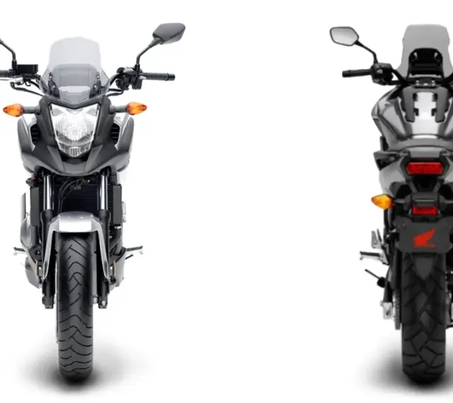 Przód i tył motocykla Honda NC 700. Szczegółowe honda nc 700 dane techniczne dostępne w opisie.