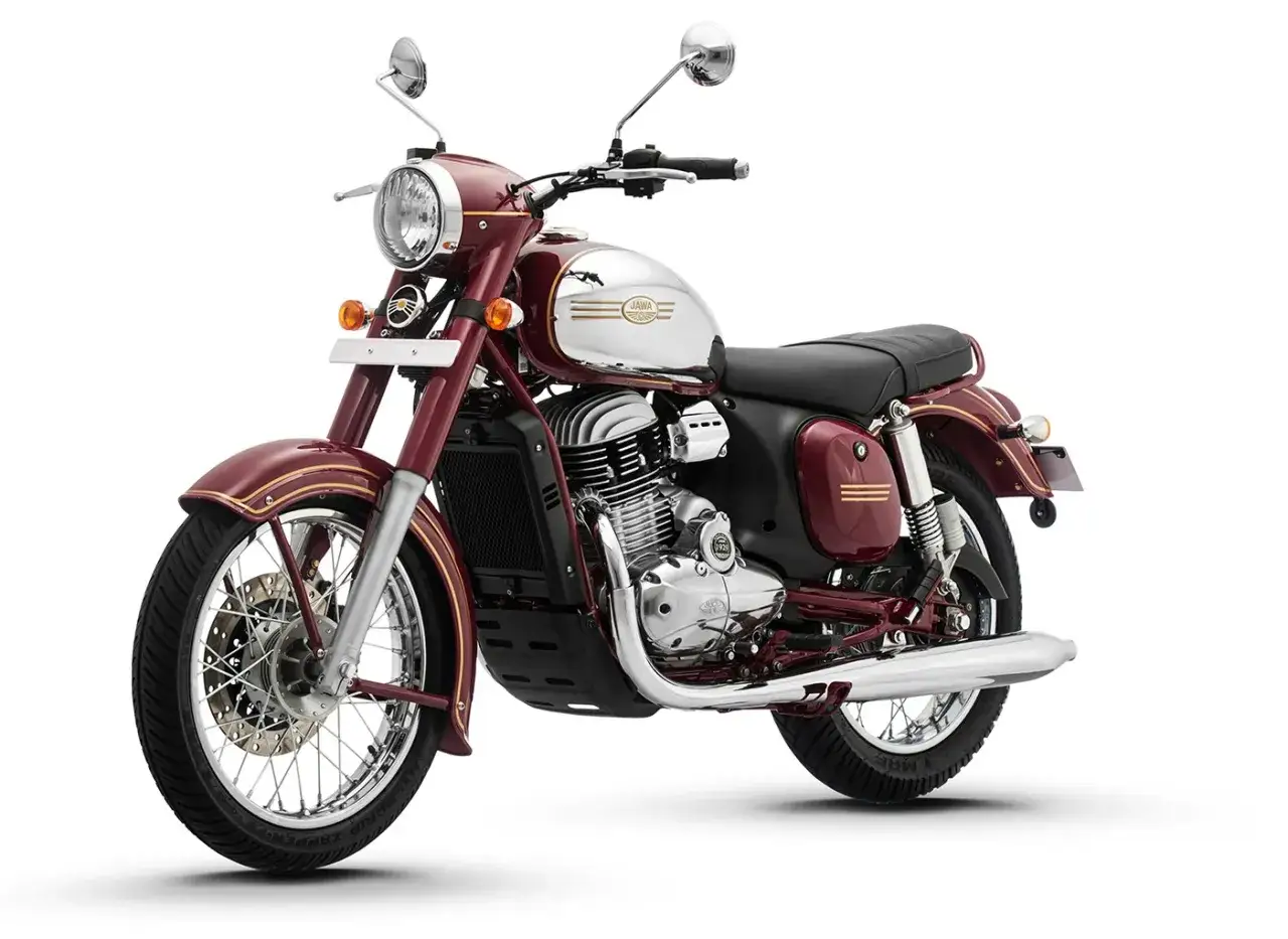 Klasyczny motocykl Jawa 350 w kolorze bordowym z chromowanymi elementami. Poznaj jawa 350 dane techniczne i poczuj ducha retro.